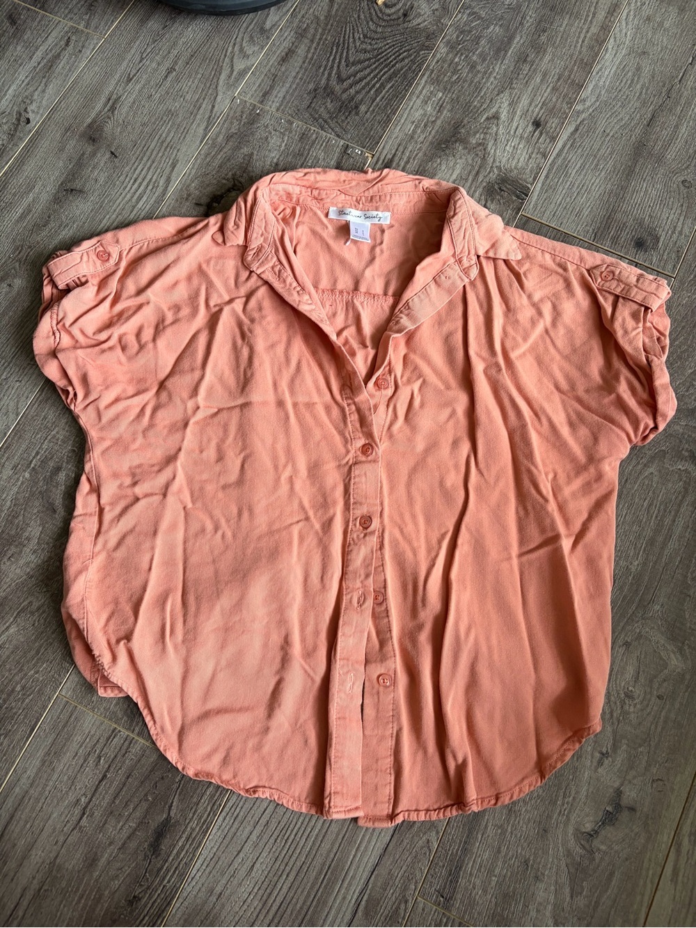 3/$15 Coral Button-Front Short Sleeve Shirt